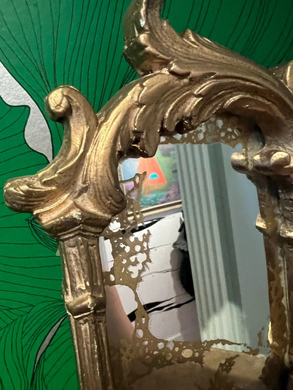 Vintage Gold Ornate Wall Mirror Shelf | Baroque Style Decorative Sconce